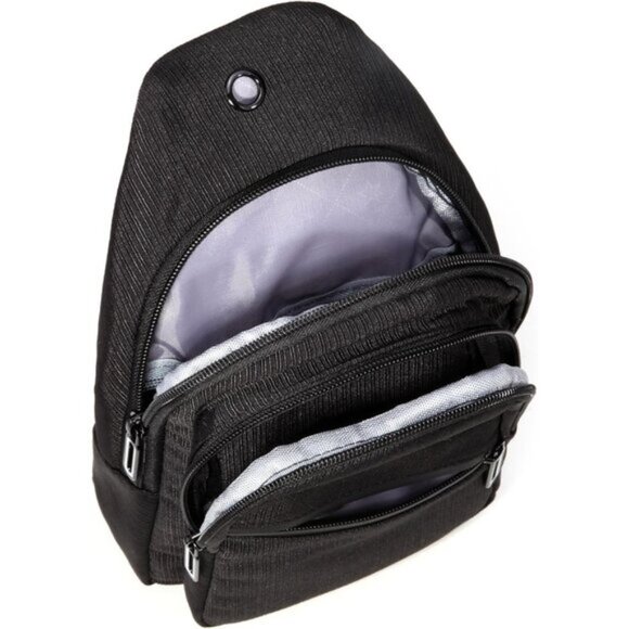 New Black / White Small Sling Backpack Chest Daypack Crossbody Bag